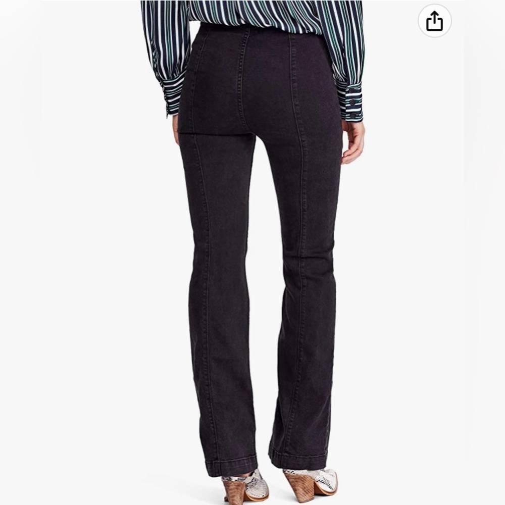 Free people women’s flare pull on wide leg black pant